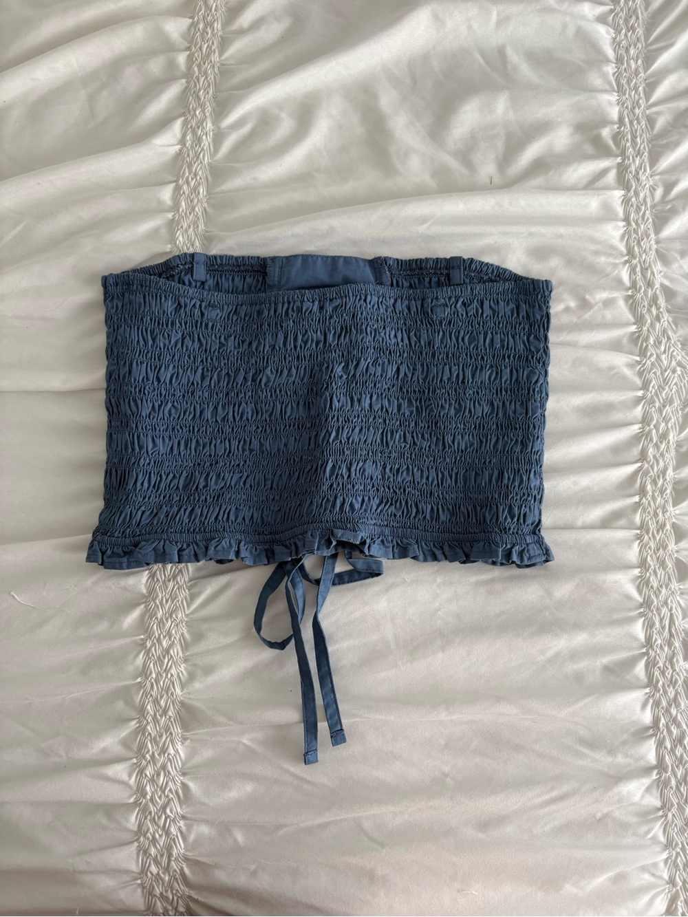 American Eagle Outfitters Navy Blue Smocked Tube Top with Tie
